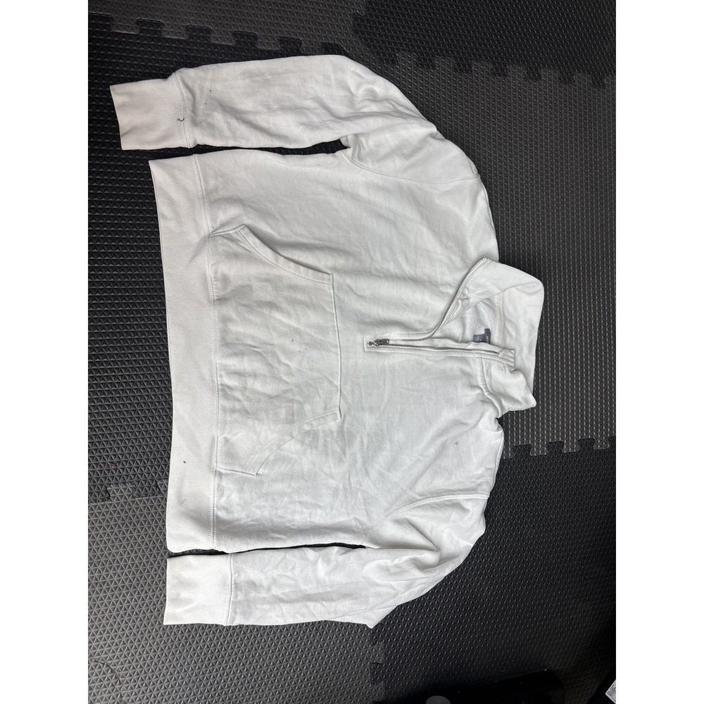 Aerie Women's White 1/4 Zip Pullover Sweatshirt Fleece Activewear Top Size S
